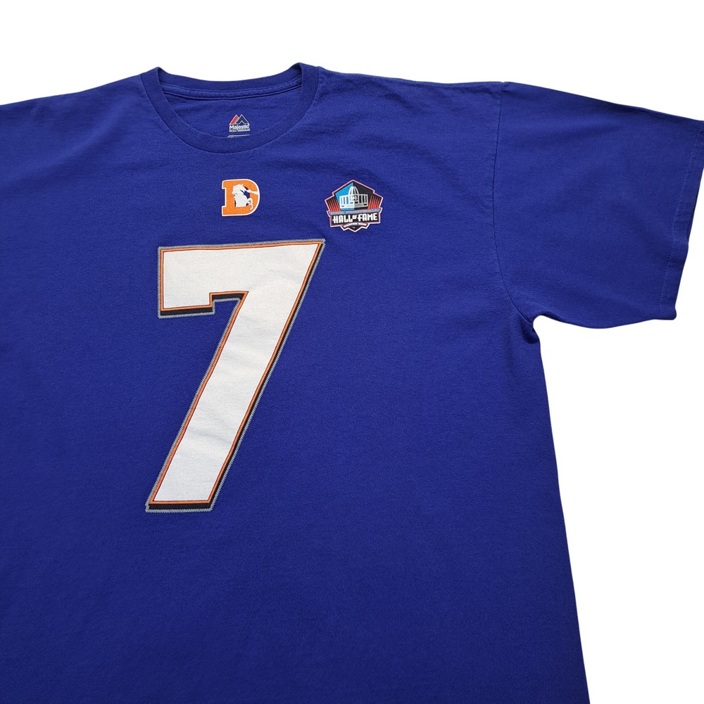 Majestic John Elway‎ Denver Broncos Mens 2XL Blue Excellent Hall of Fame Tee 7 - Picture 10 of 12